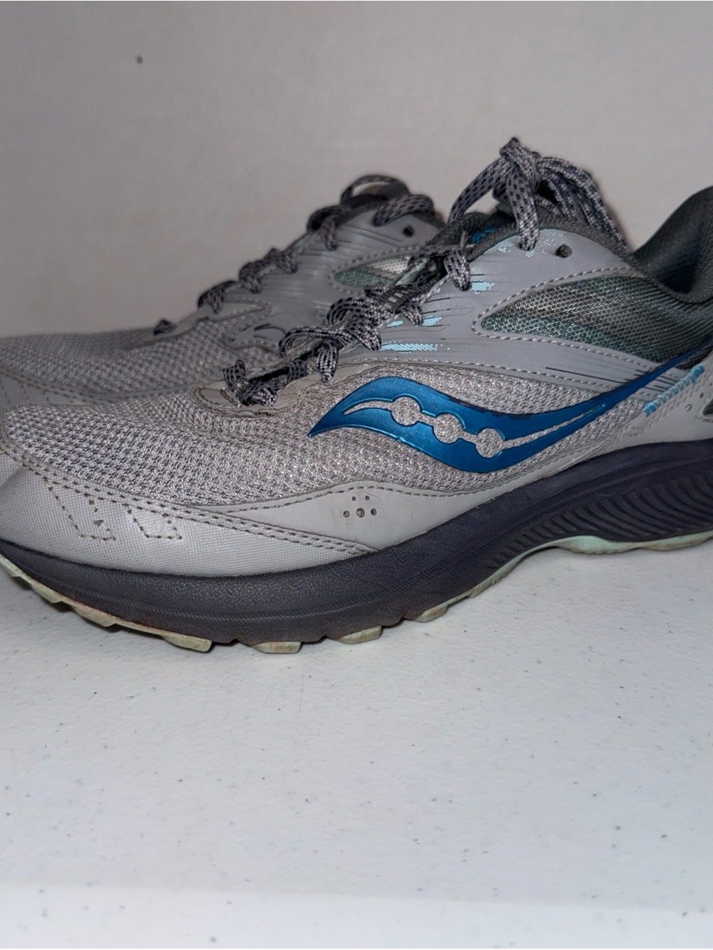 Saucony Women's Cohesion TR15 Alloy Topaz Gray Blue Mesh Sneakers Lace Up Size 9